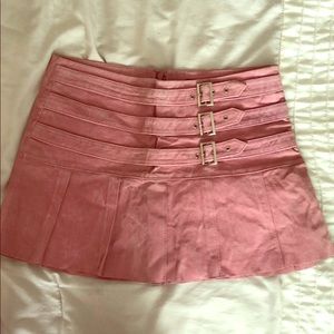 Soft pink real suede mini skirt